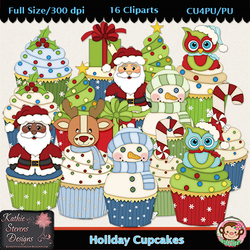 Holiday Cupcakes Clipart - CU - Click Image to Close